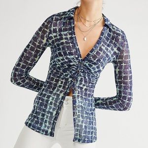 FP Free People Lucky Shirtee Printed Electric Blue XS